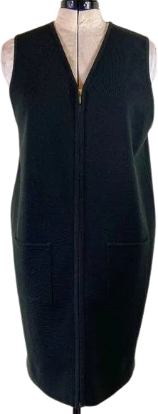 00s 100% Merino Wool Zip Front Sleeveless Knit Dress By  Preview Collection