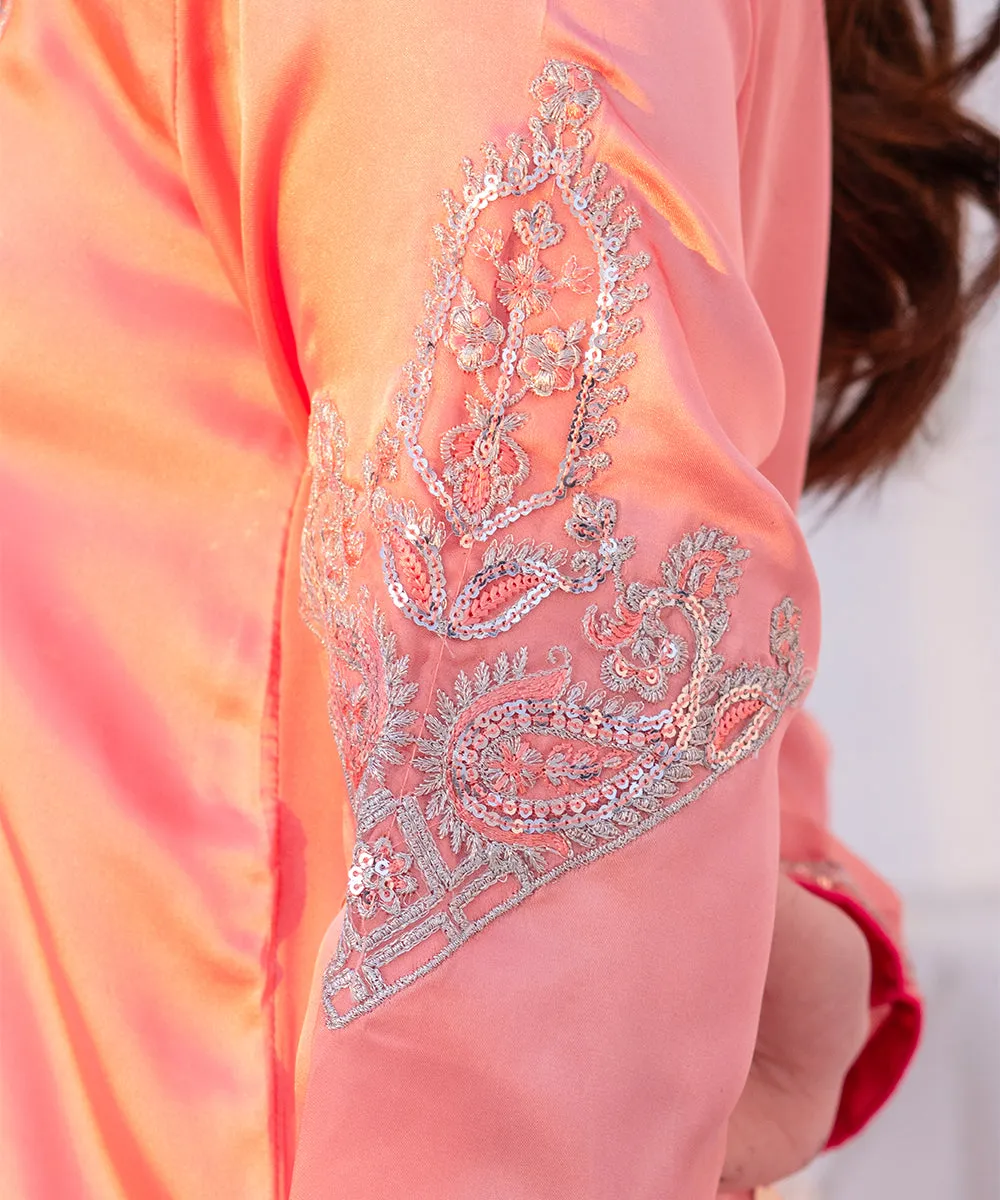 2PC -  Embroidered Silk Suit
