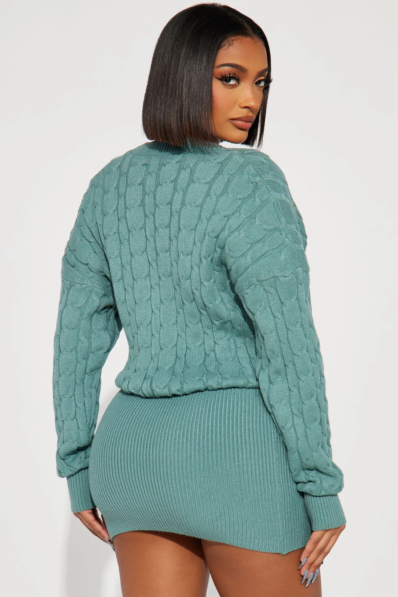 Abbey Sweater Mini Dress - Teal
