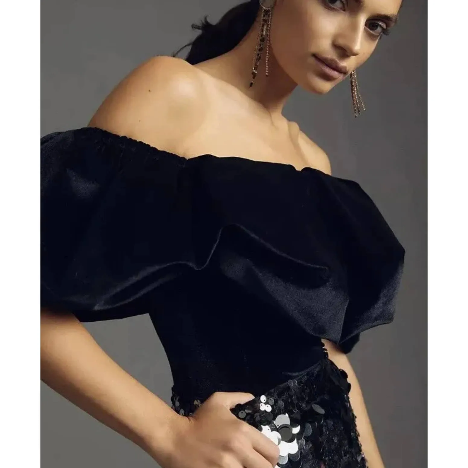 Anthropologie Hutch Black Velvet Corset Top Plus Size 18W