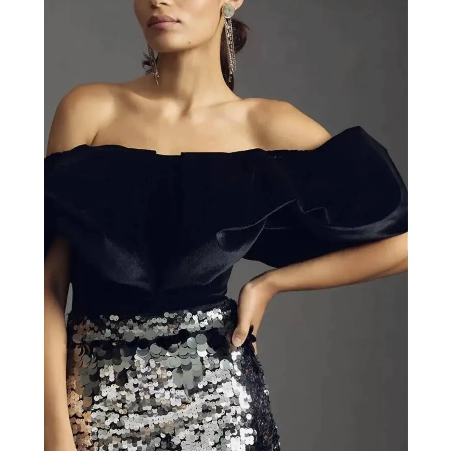Anthropologie Hutch Black Velvet Corset Top Plus Size 18W