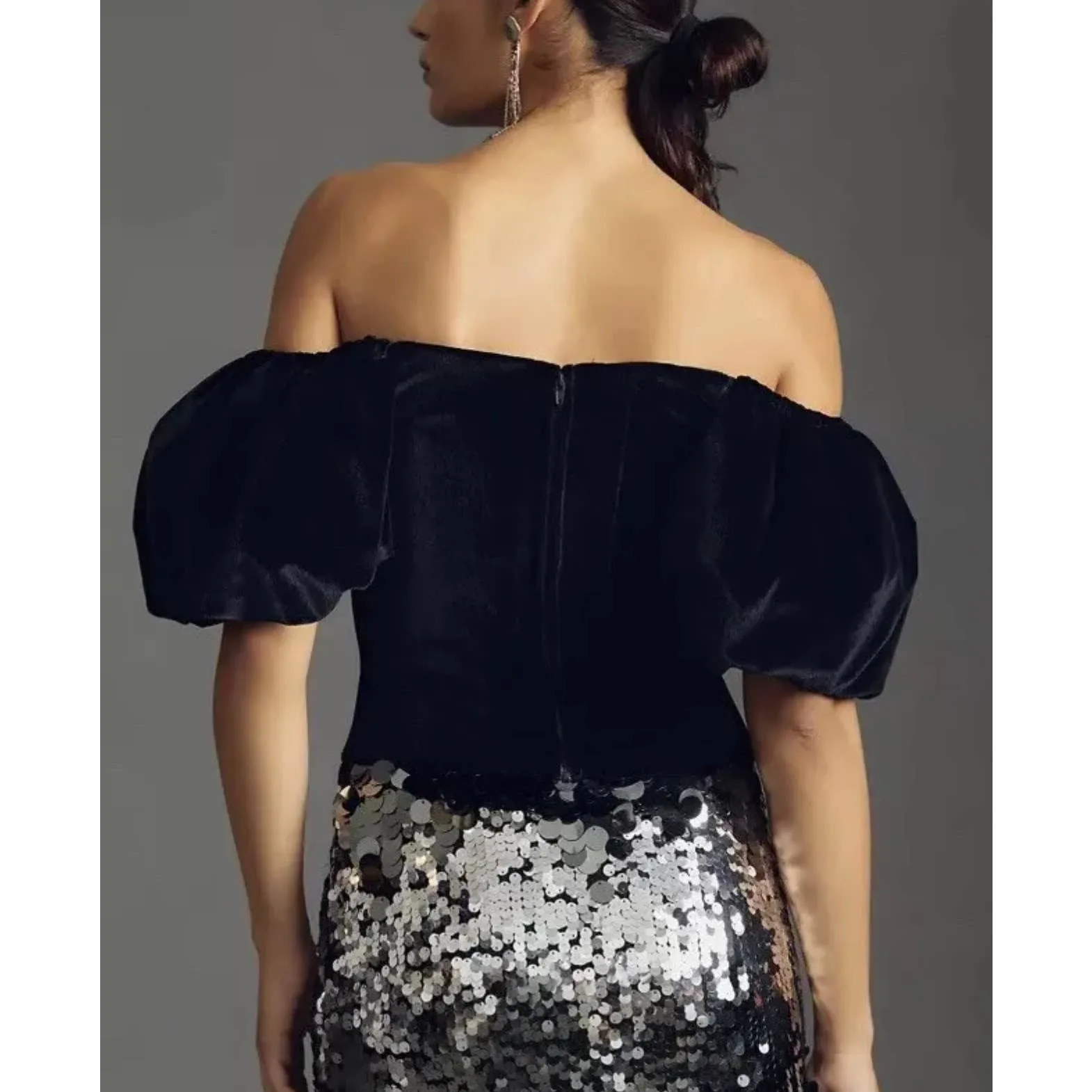 Anthropologie Hutch Black Velvet Corset Top Plus Size 18W