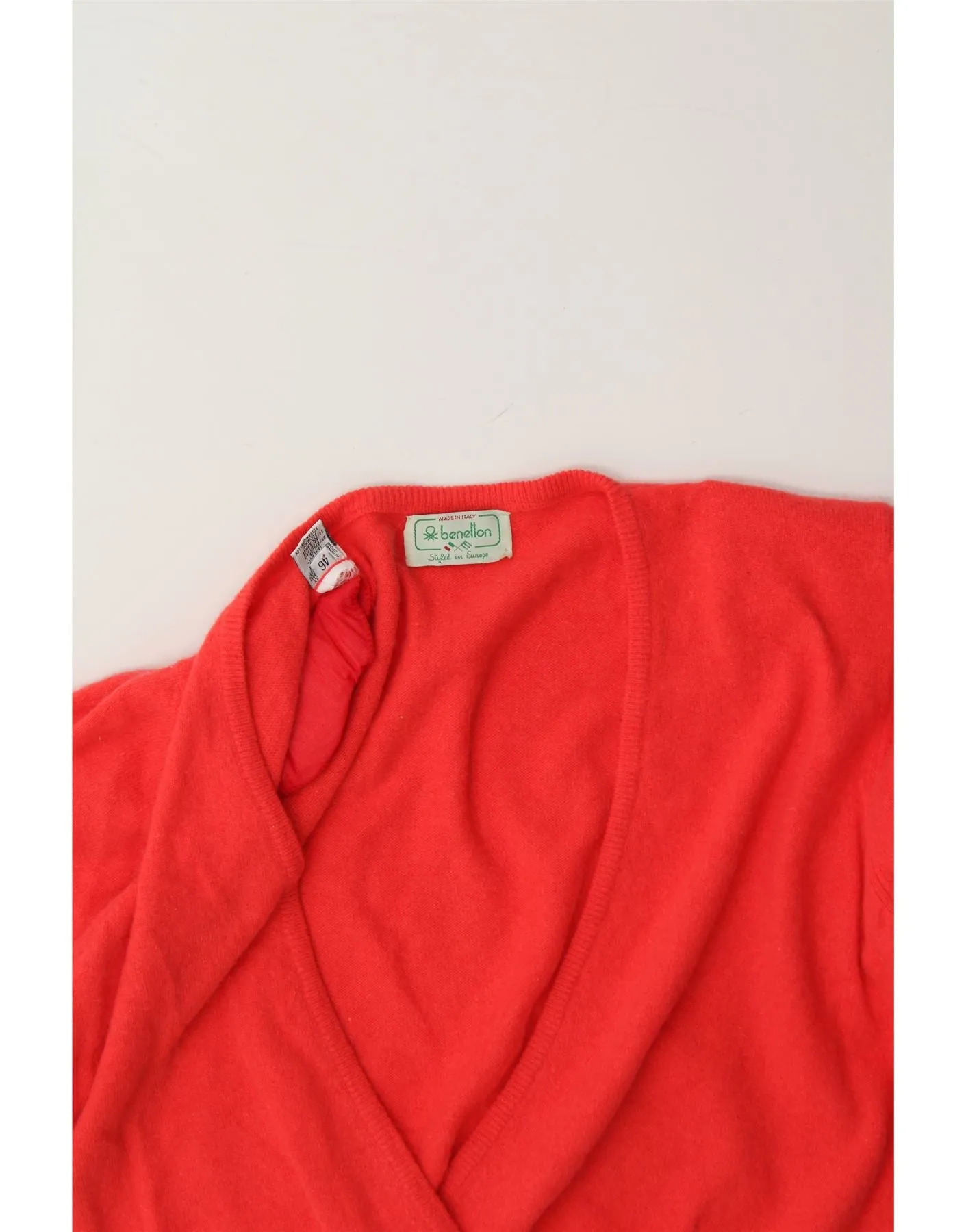 BENETTON Womens Crop Cardigan Sweater IT 46 Large Red Wool