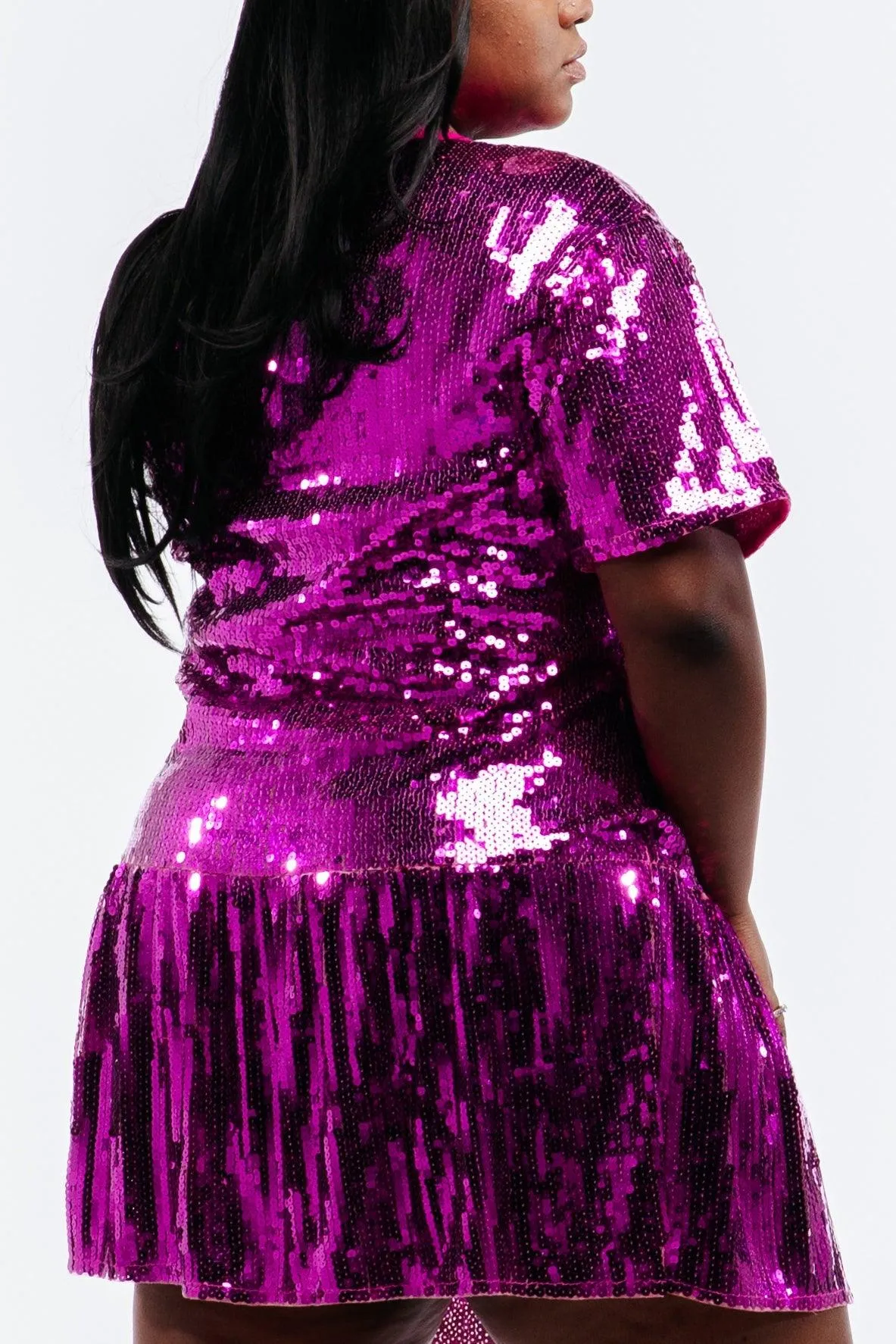 Birthday Plus Size Sequin Dress - Pink
