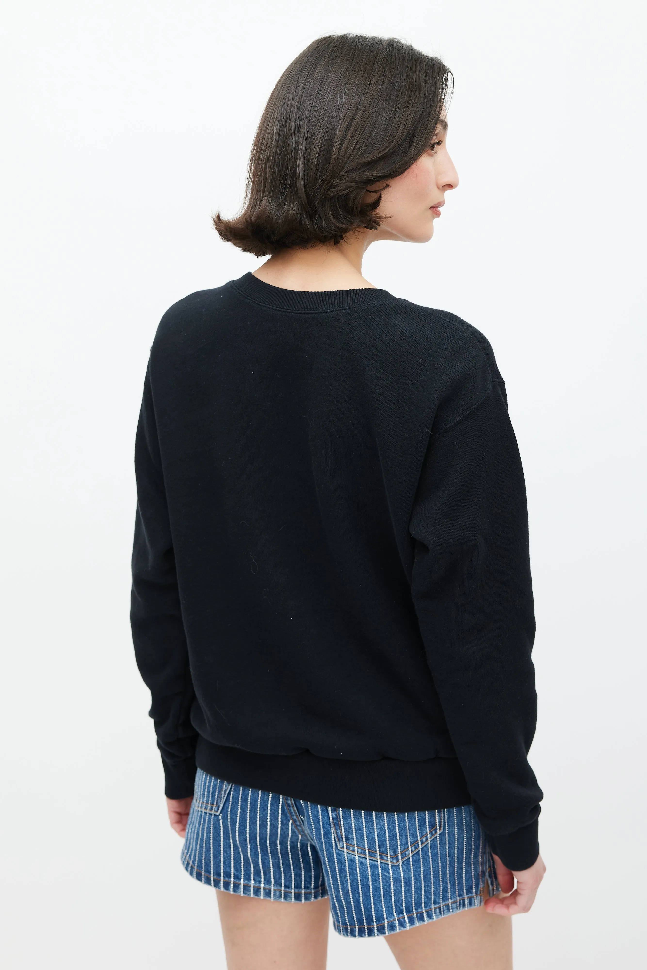 Black & Multicolour Embroidered Logo Crewneck Sweater