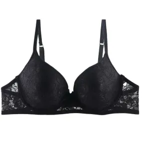 Black Lacy Padded T-Shirt Bra - Wired / Non-WIred