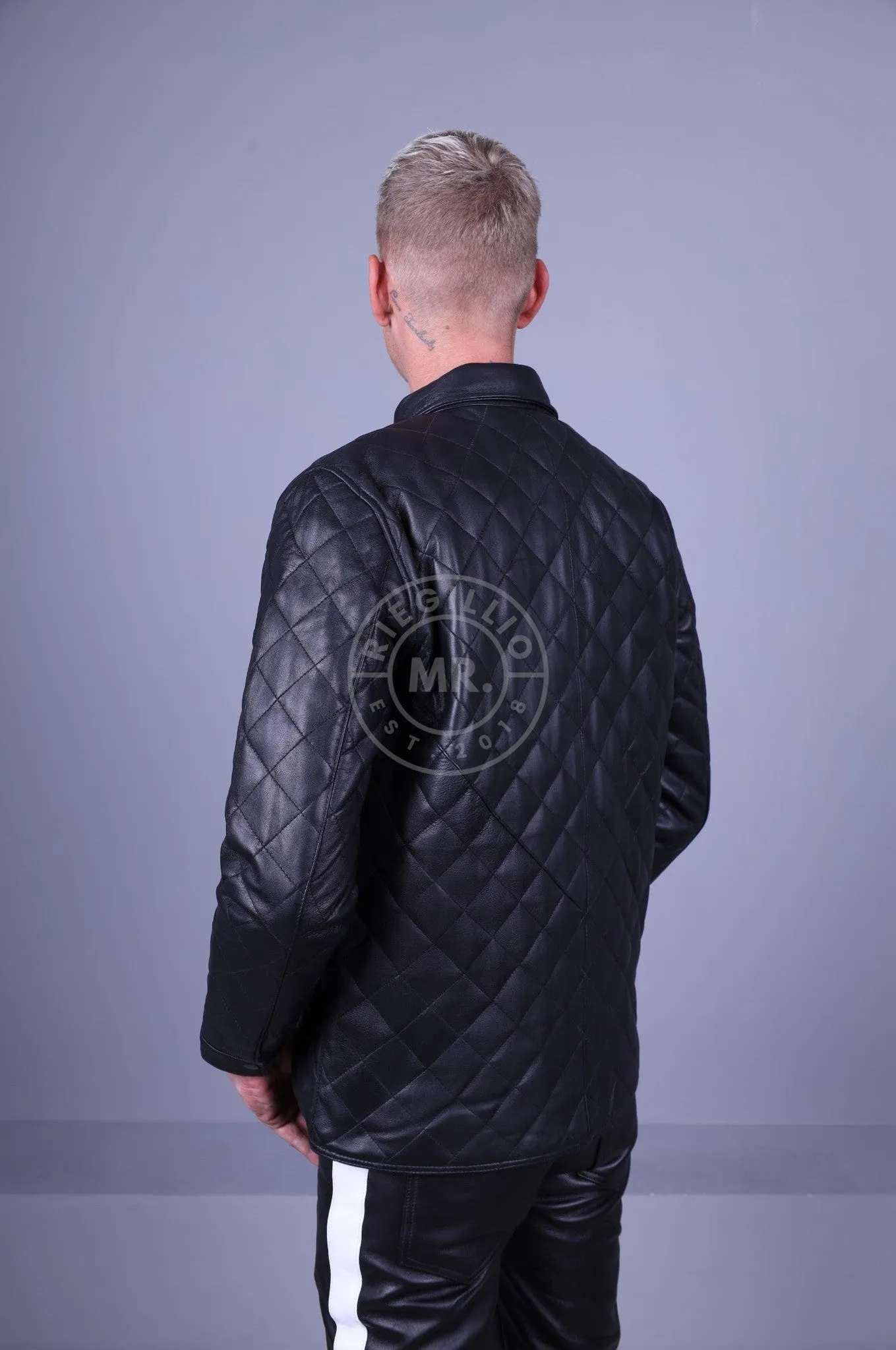 Black Leather Padded Long Sleeve Jacket