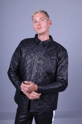 Black Leather Padded Long Sleeve Jacket