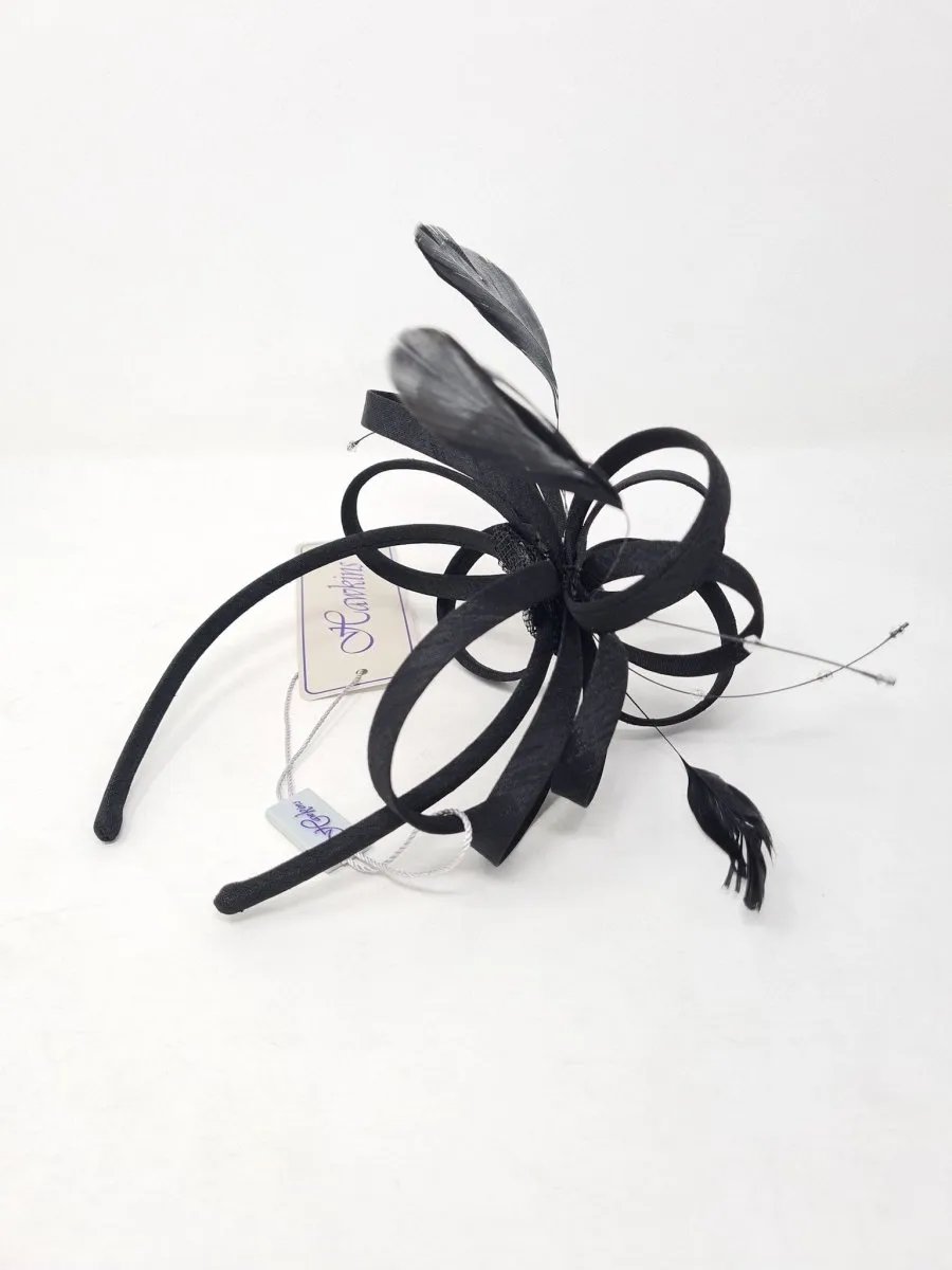 Black Matte Satin Looped Hairband Fascinator