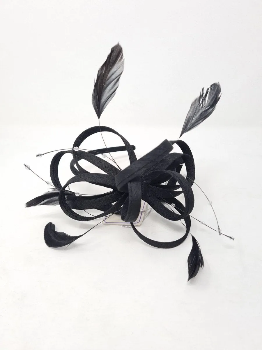 Black Matte Satin Looped Hairband Fascinator