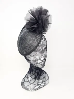 Black Sinamay & Crin Flower Disc Hairband Fascinator