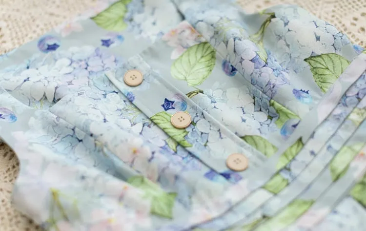 Blue Blueberry and Hydrangea Square Neckline Elegant Classic Lolita JSK Dress