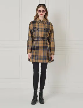 BORA AKSU Shirt-Collar Long-Sleeve Plaid Belted Windbreaker