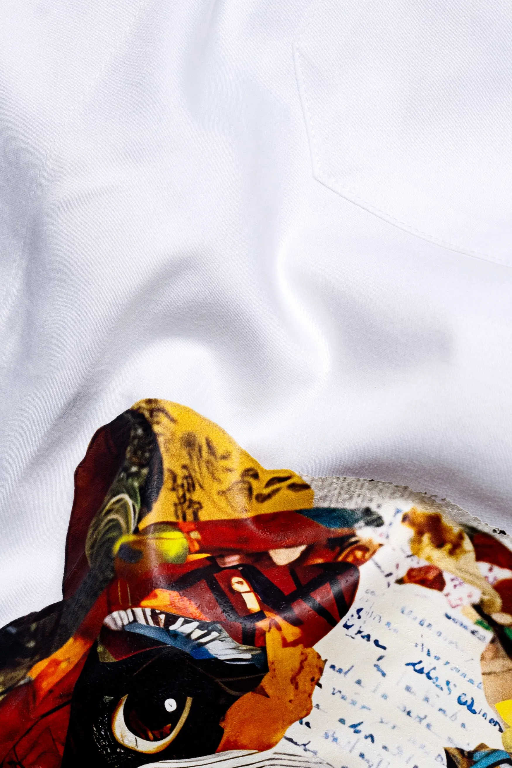 Bright White Adorable Bulldog Printed Subtle Sheen Super Soft Premium Cotton Designer Shirt