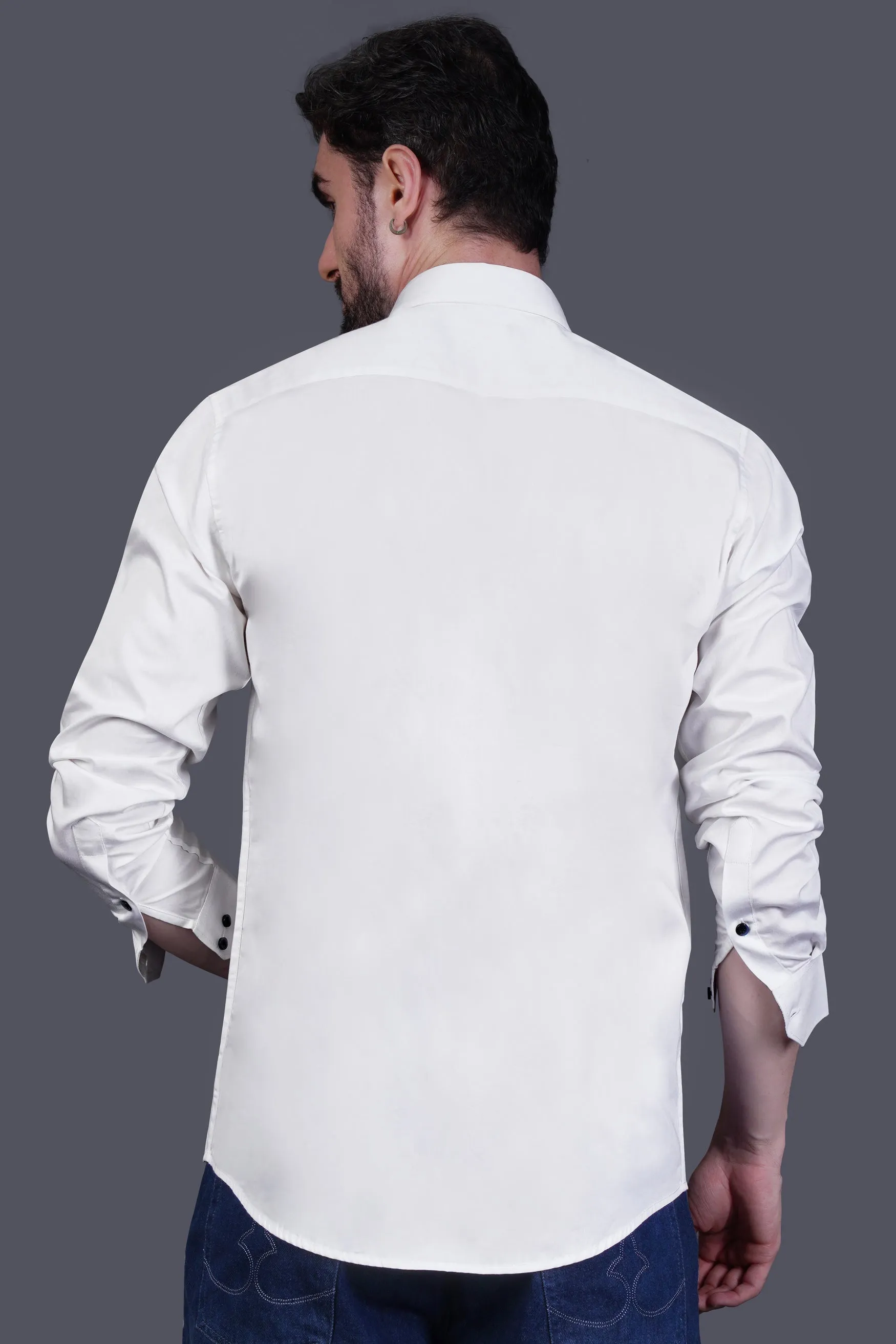 Bright White Adorable Bulldog Printed Subtle Sheen Super Soft Premium Cotton Designer Shirt