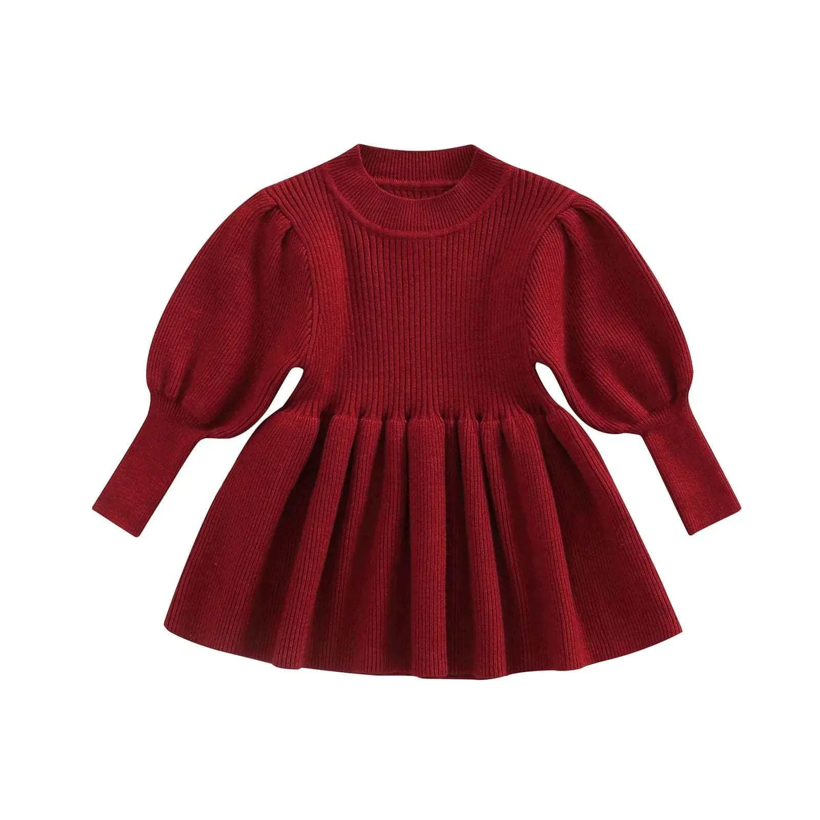 Bubble Sleeve Knit Sweater Dress || Dove