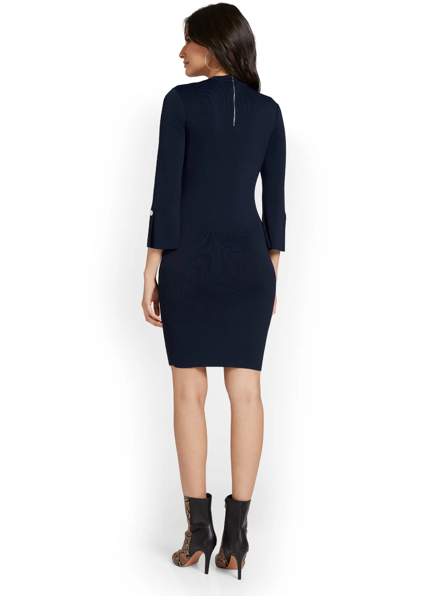 Button-Detail Cut-Out Sweater Dress
