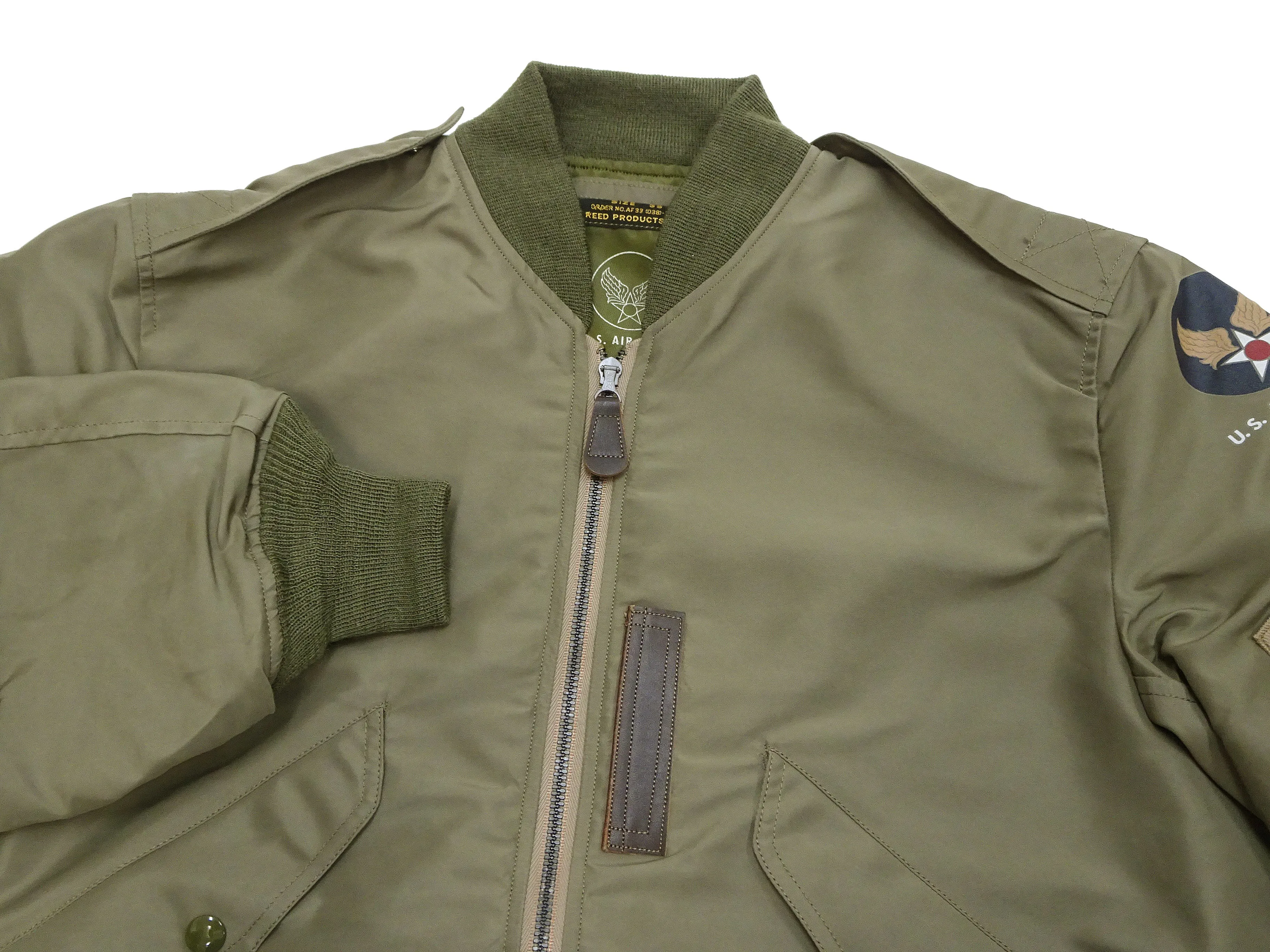 Buzz Rickson Jacket Men's L-2 Flight Jacket Plain Nylon Bomber Jacket L2 BR15125 Olive Drab
