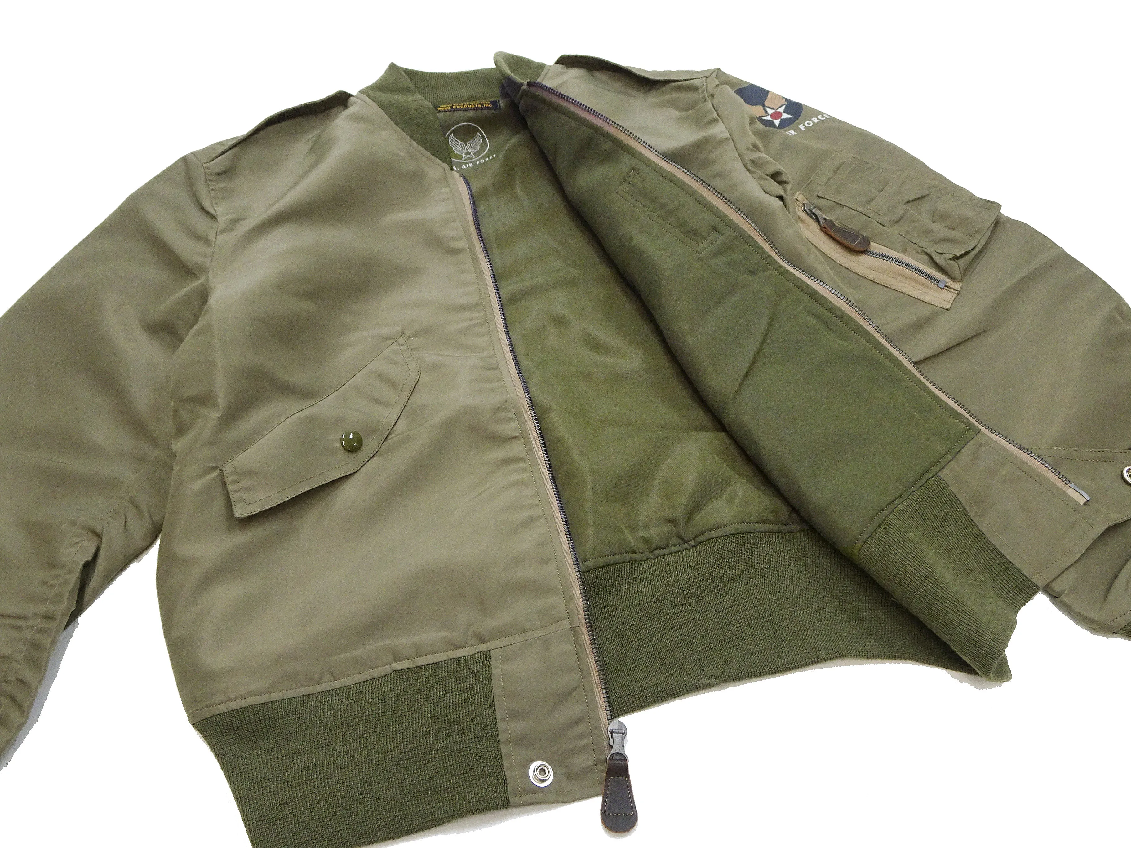 Buzz Rickson Jacket Men's L-2 Flight Jacket Plain Nylon Bomber Jacket L2 BR15125 Olive Drab