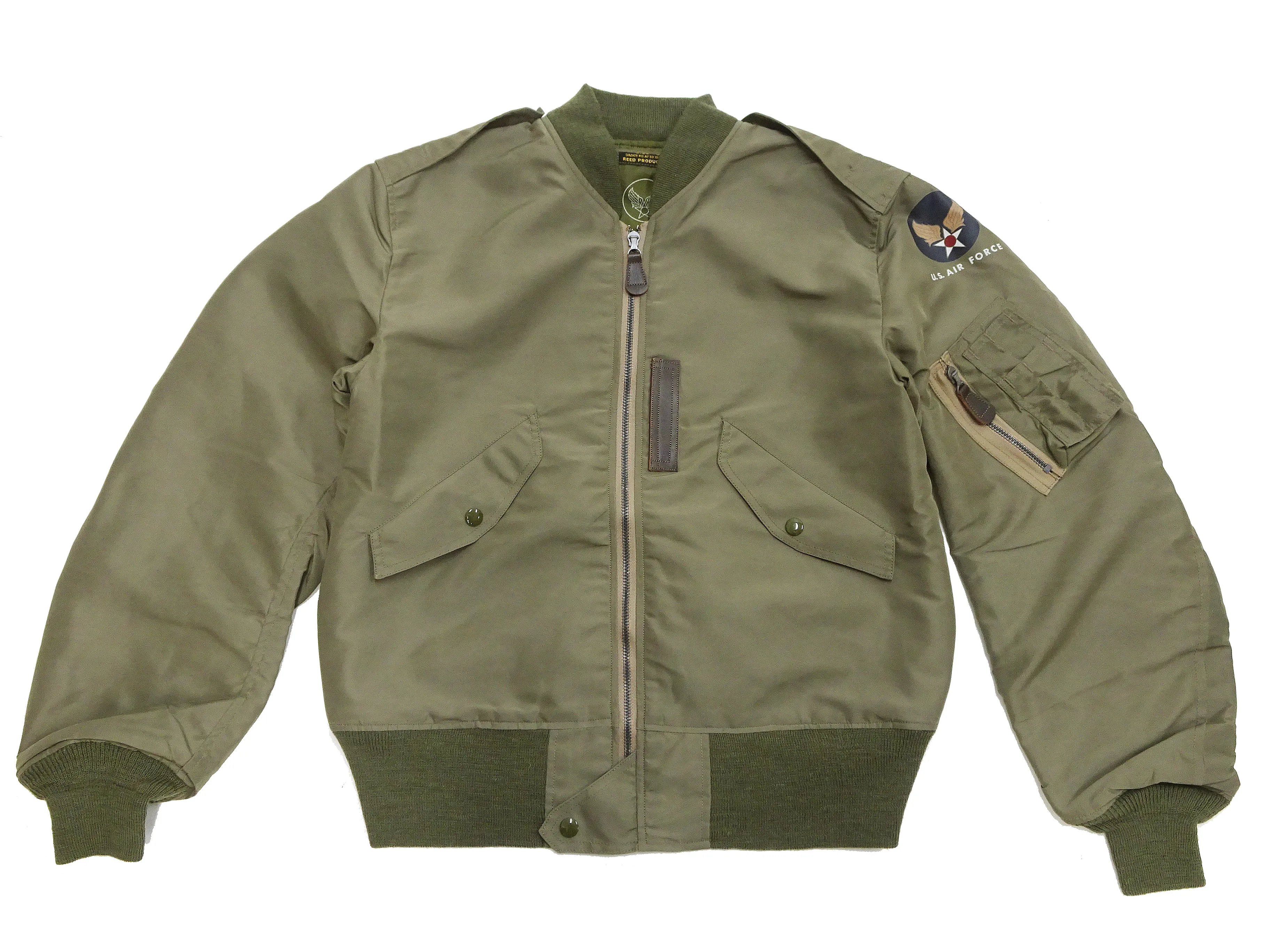 Buzz Rickson Jacket Men's L-2 Flight Jacket Plain Nylon Bomber Jacket L2 BR15125 Olive Drab