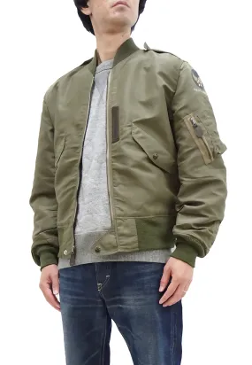 Buzz Rickson Jacket Men's L-2 Flight Jacket Plain Nylon Bomber Jacket L2 BR15125 Olive Drab