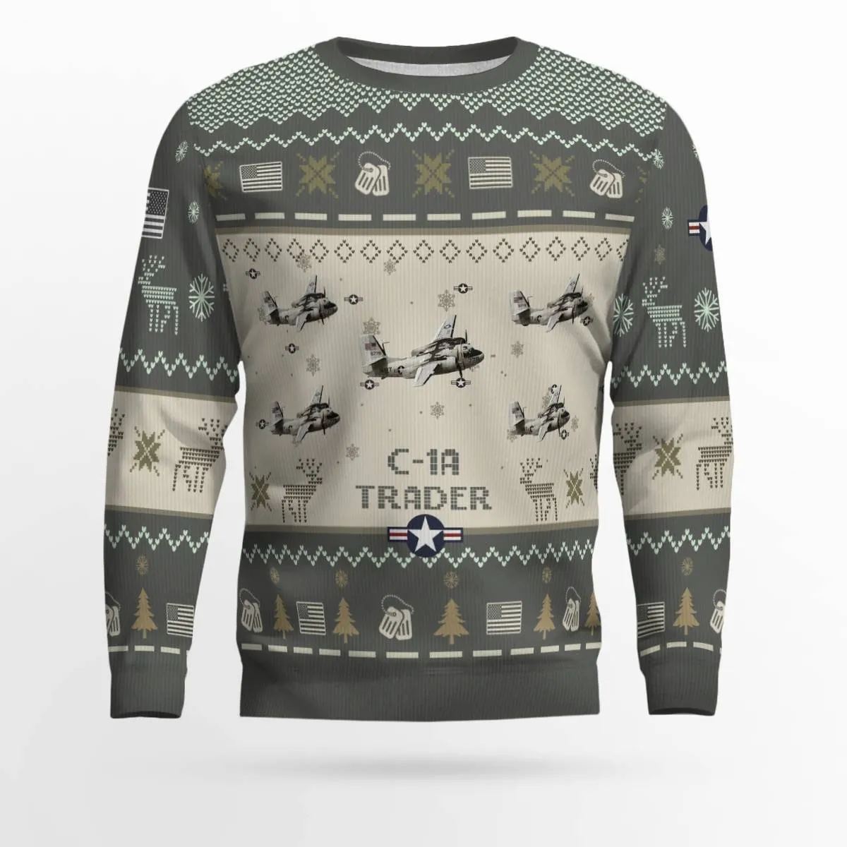 C-1A Trader C1A Aircraft Ugly Sweater, Ugly Sweater Christmas Shirt for Men Dad Veteran