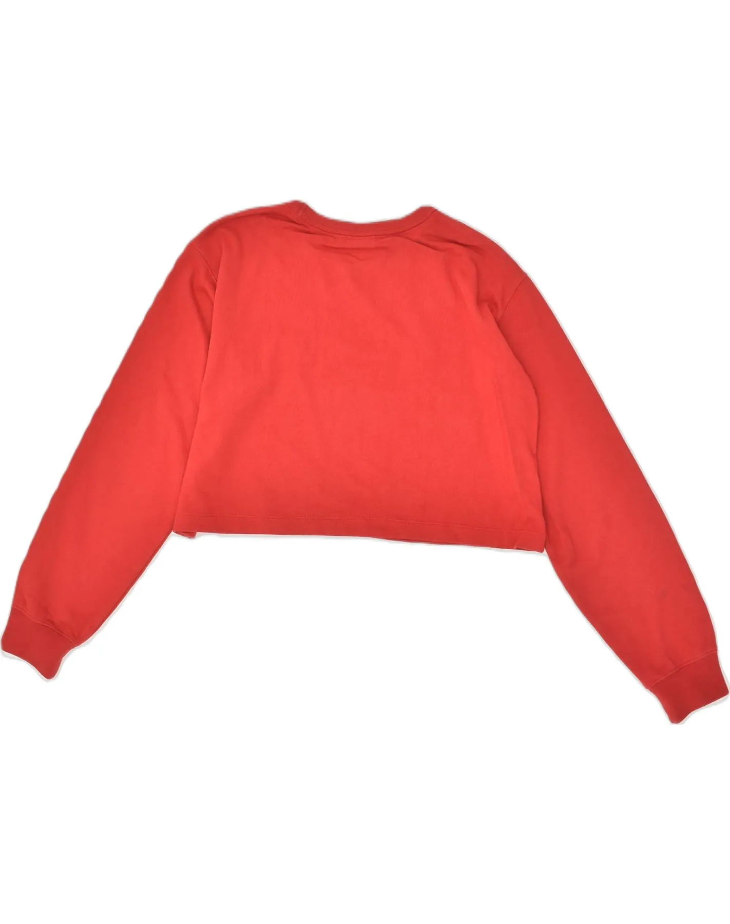 CHAMPION Womens Crop Graphic Sweatshirt Jumper UK 14 Medium Red Cotton