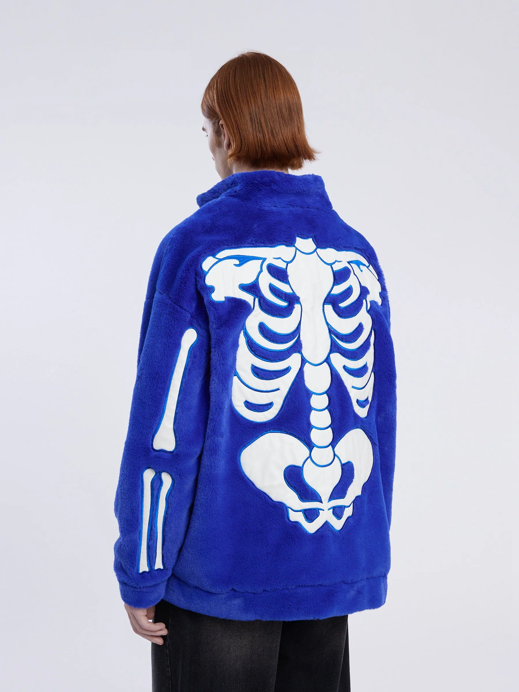 City Of Love Skull Pattern Fleece Coat