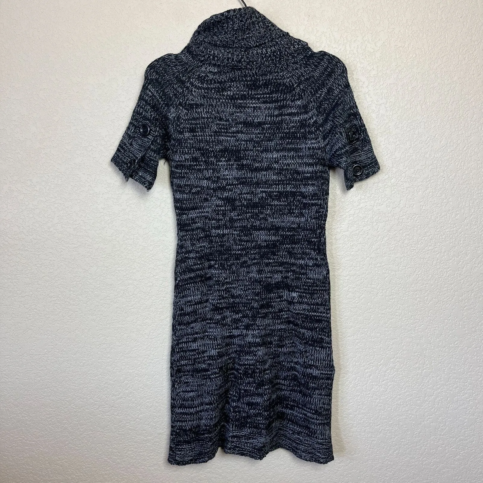 City Triangles Womens Sz M Sweater Dress Black Gray Cowl Neck Knee Length