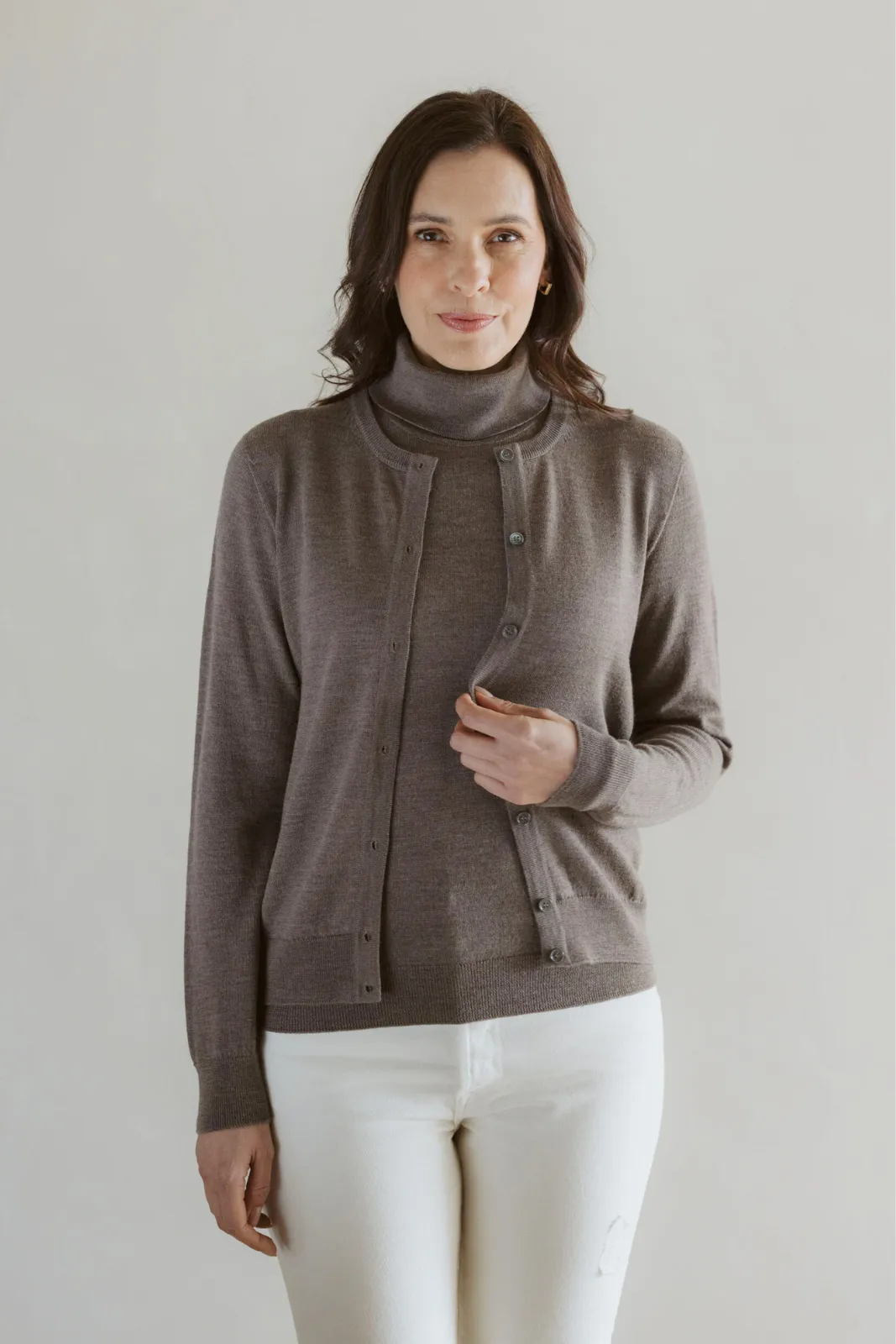 Classic Merino Cardigan - Cinnamon