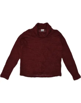 COLUMBIA Womens Crop Roll Neck Jumper Sweater UK 14 Medium Red Check
