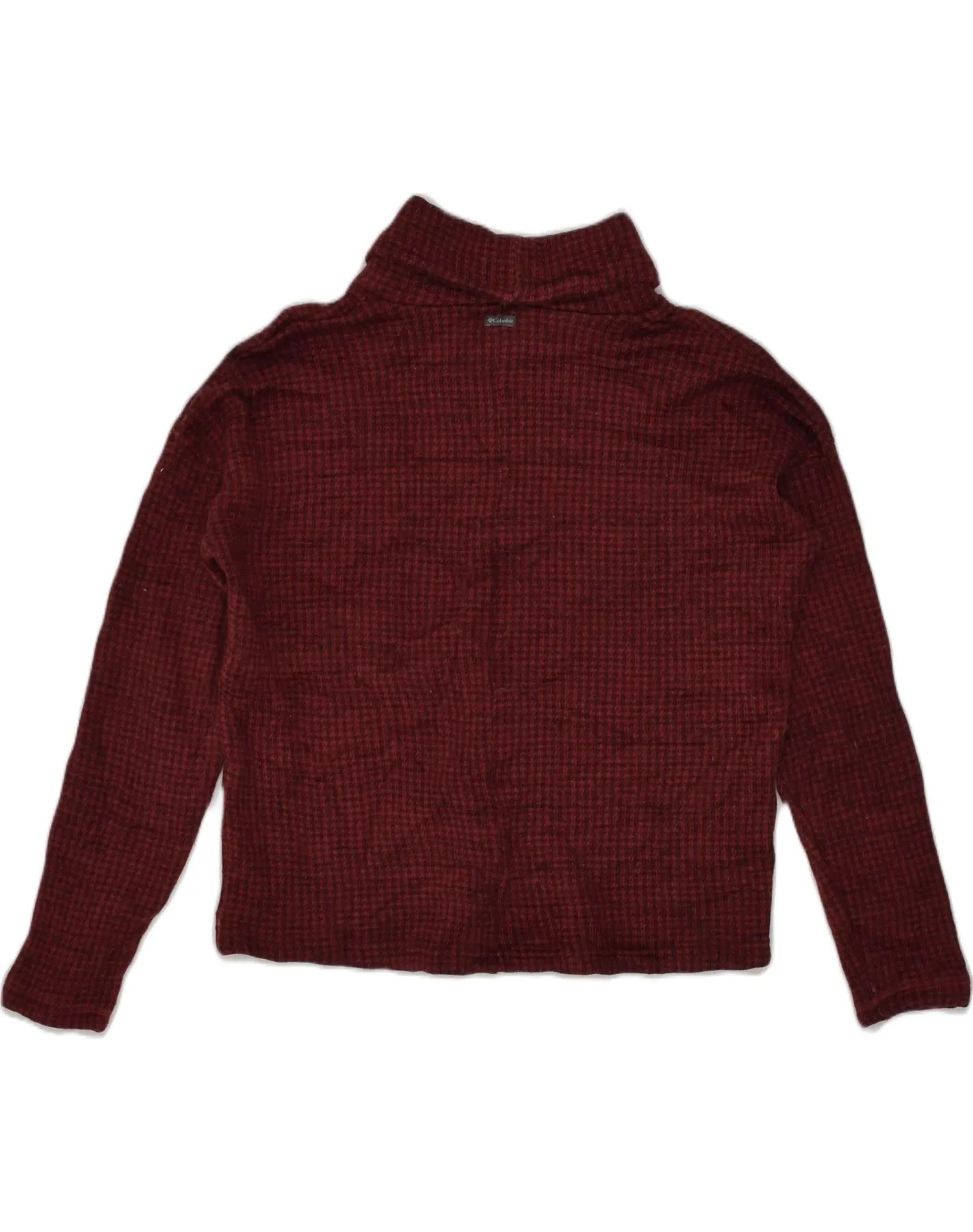 COLUMBIA Womens Crop Roll Neck Jumper Sweater UK 14 Medium Red Check