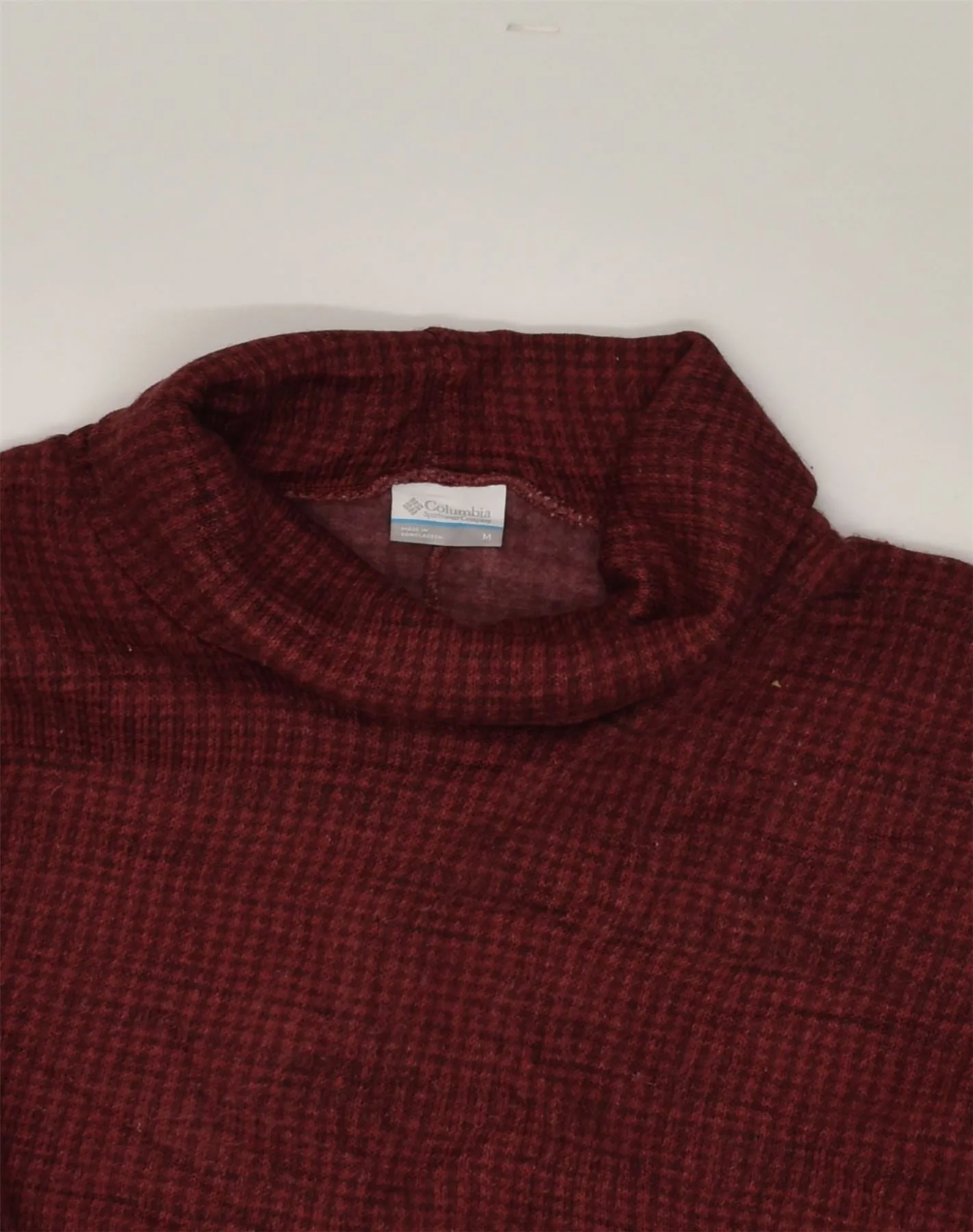 COLUMBIA Womens Crop Roll Neck Jumper Sweater UK 14 Medium Red Check