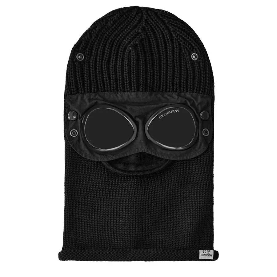 C.P. Company Extra Fine Merino Wool Goggle Balaclava in Black