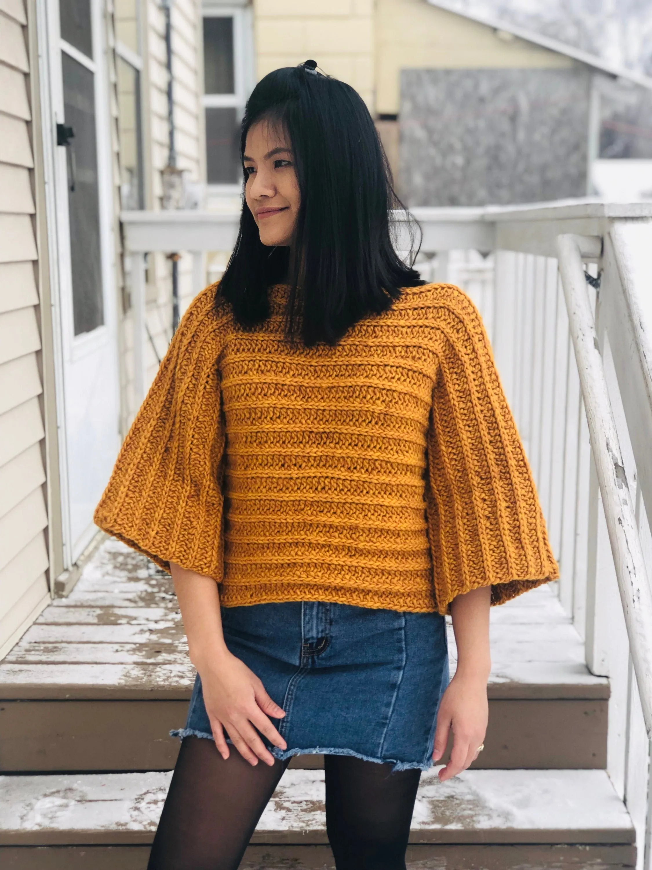 Crochet sweater pattern 3/4 sleeves sweater: PDF file and Video tutorial ( Size us women&#39;s XS - XL )