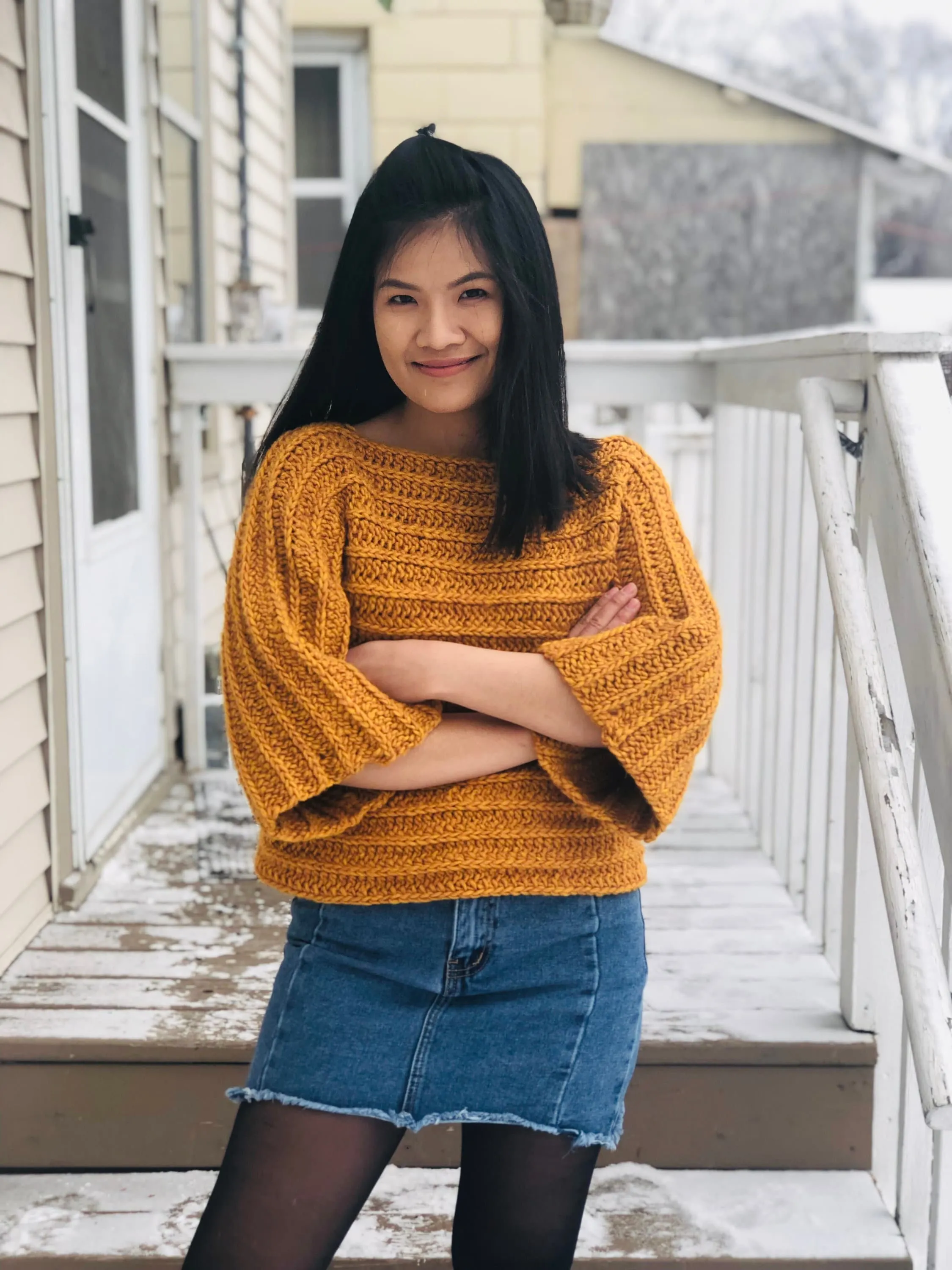 Crochet sweater pattern 3/4 sleeves sweater: PDF file and Video tutorial ( Size us women&#39;s XS - XL )