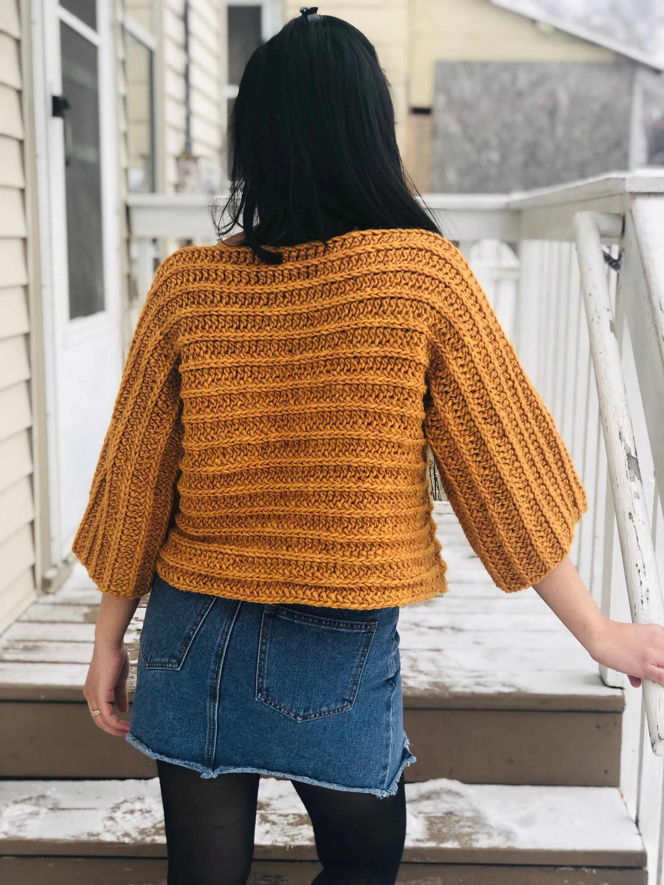 Crochet sweater pattern 3/4 sleeves sweater: PDF file and Video tutorial ( Size us women&#39;s XS - XL )