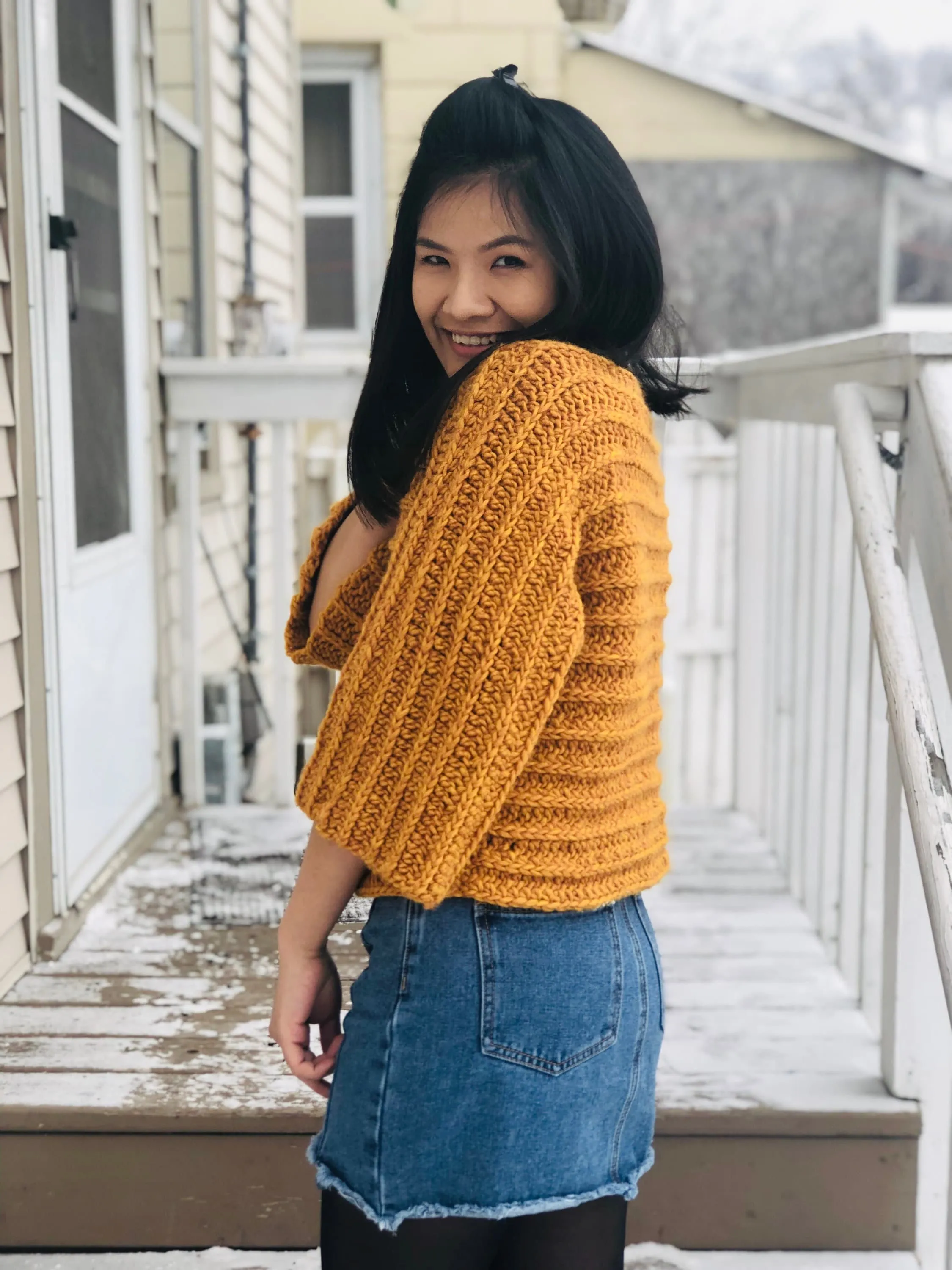 Crochet sweater pattern 3/4 sleeves sweater: PDF file and Video tutorial ( Size us women&#39;s XS - XL )