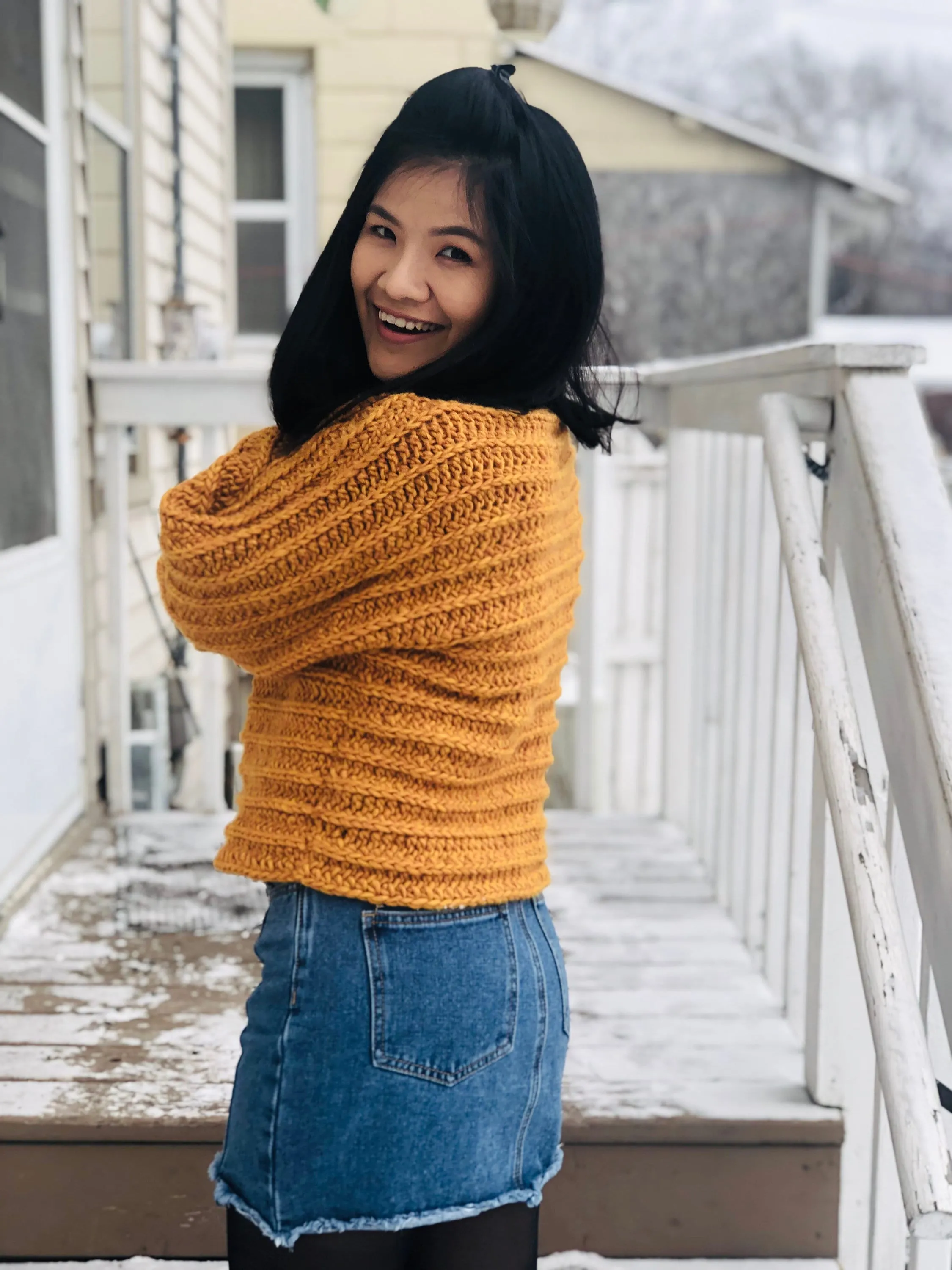 Crochet sweater pattern 3/4 sleeves sweater: PDF file and Video tutorial ( Size us women&#39;s XS - XL )