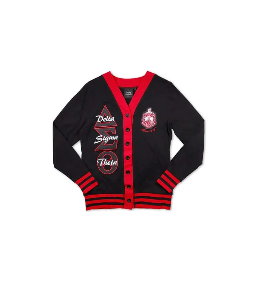 Delta Cardigan - Black with Red Trim