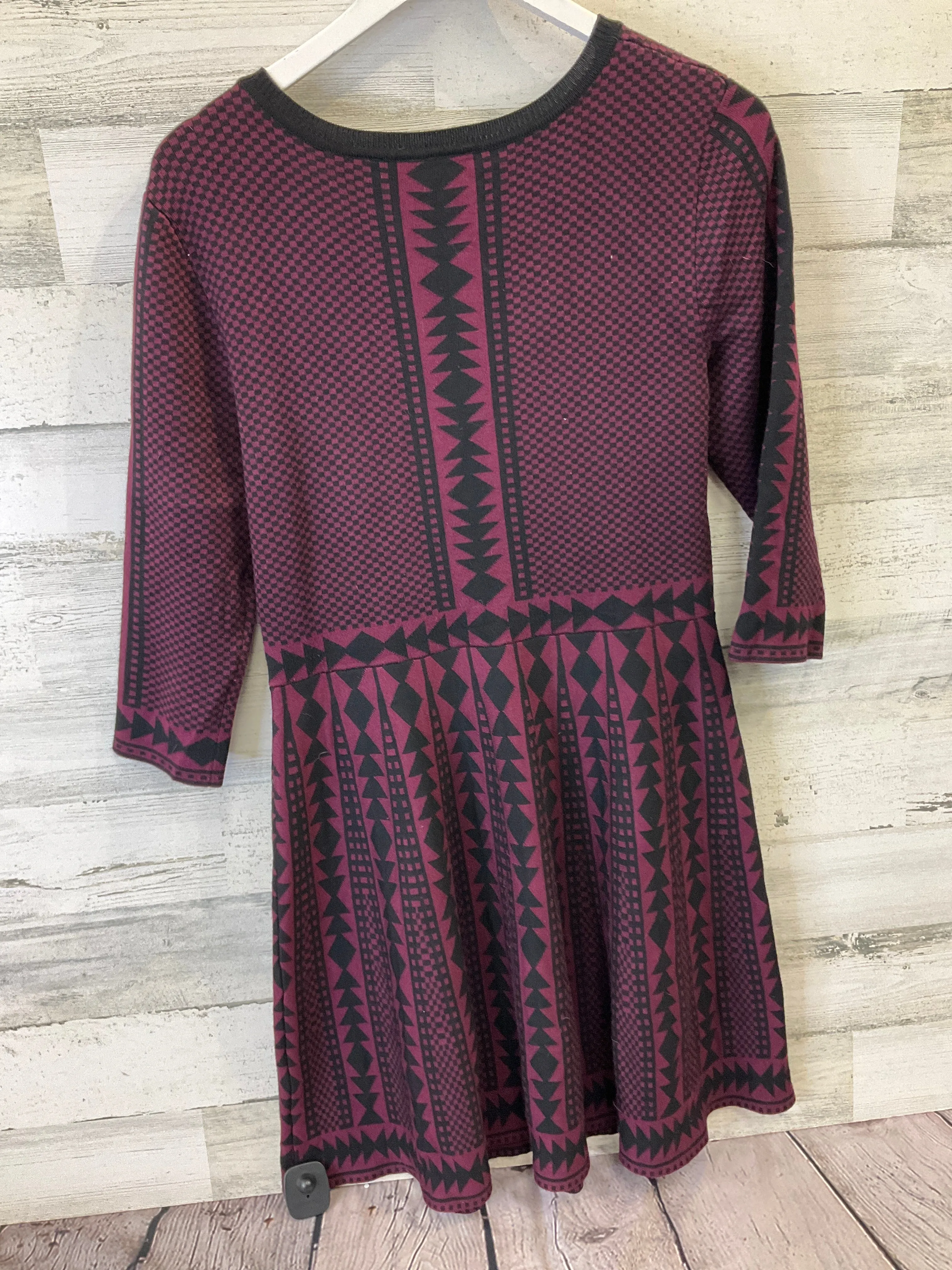 Dress Sweater By Nina Leonard In Black & Purple, Size: L