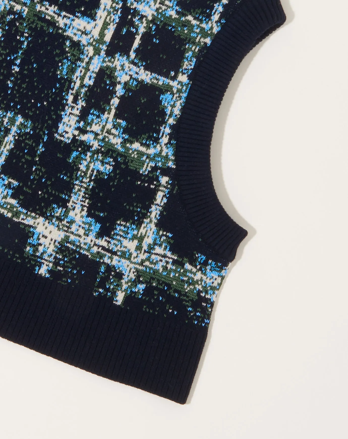 Dusk Knit Balaclava in Black Shibori Checks