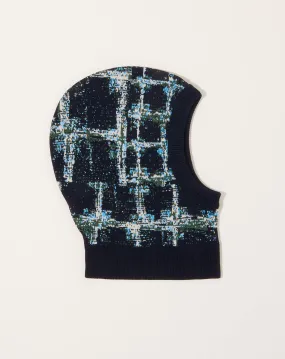 Dusk Knit Balaclava in Black Shibori Checks