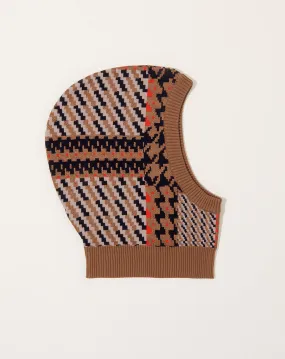 Dusk Knit Balaclava in Orange Mixed Checks