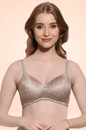 FIMS Fashion Padded Non-Wired Full Cup Dotted Print bra Brown Color