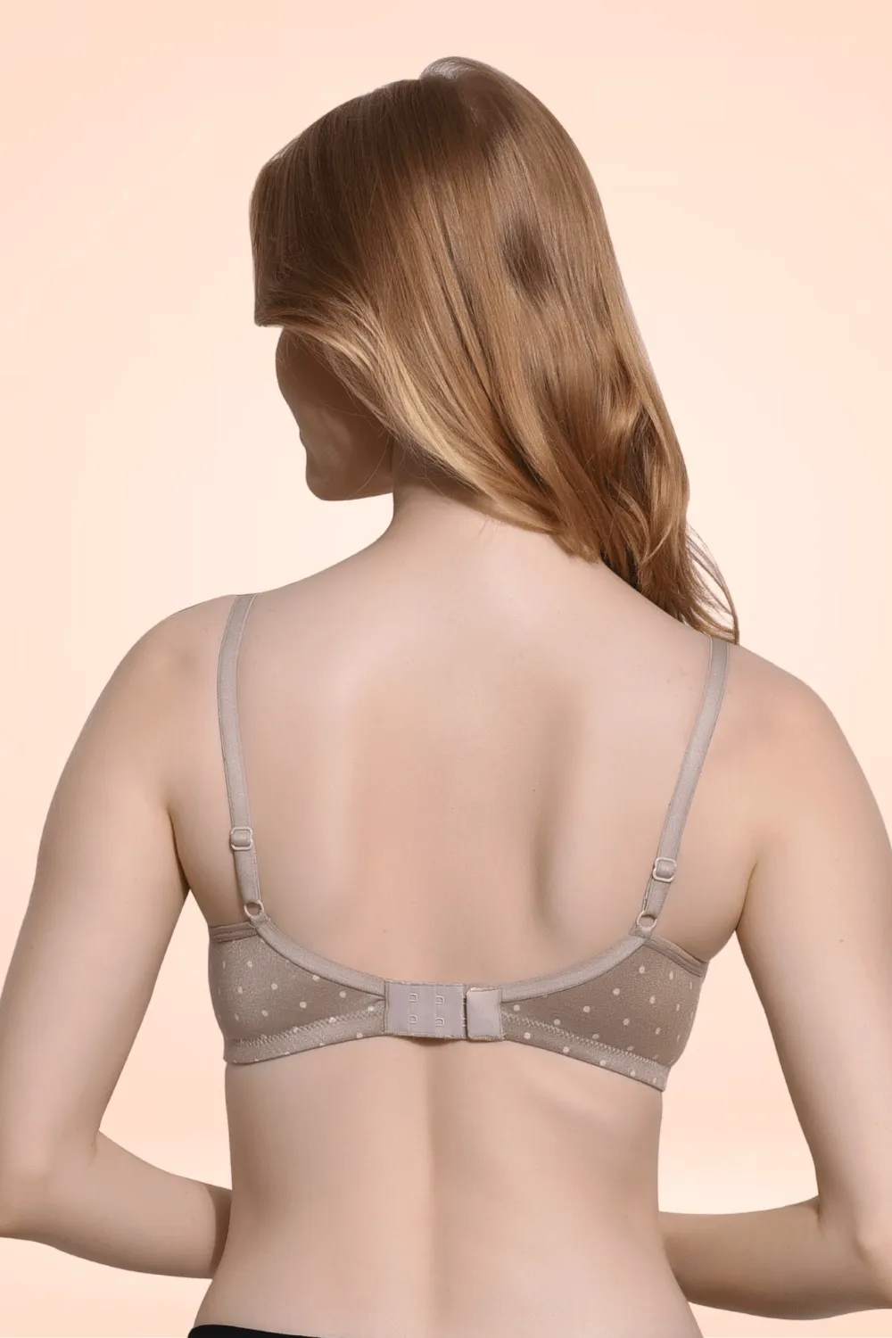 FIMS Fashion Padded Non-Wired Full Cup Dotted Print bra Brown Color