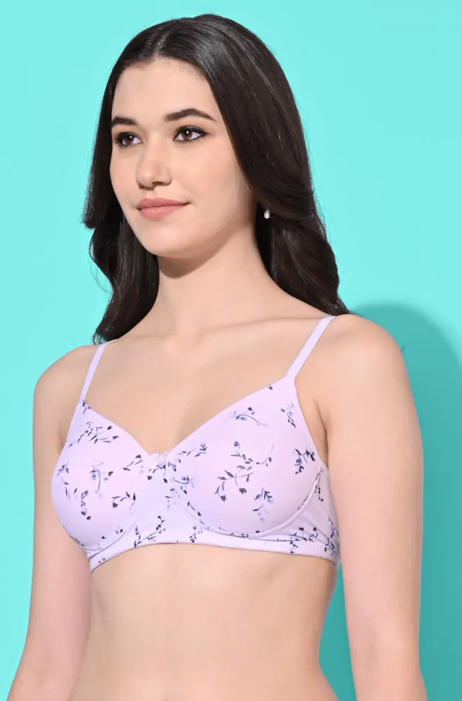 FIMS Fashion Padded Non-Wired Full Cup Floral Print bra Pink Colour