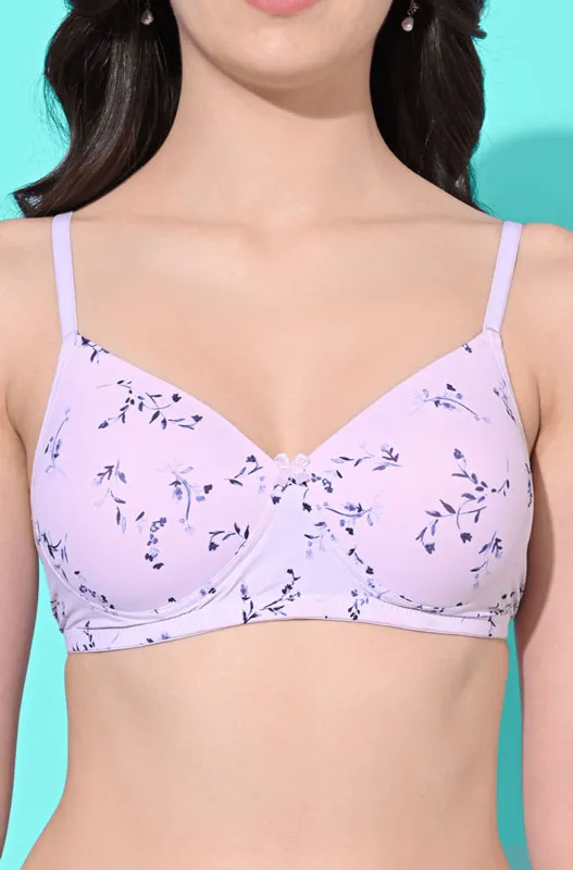 FIMS Fashion Padded Non-Wired Full Cup Floral Print bra Pink Colour