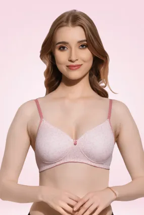 FIMS Fashion Padded Non-Wired Full Cup Heart Print bra Pink Colour