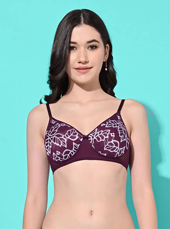 FIMS Fashion Padded Non-Wired Full Cup Leafy Print bra